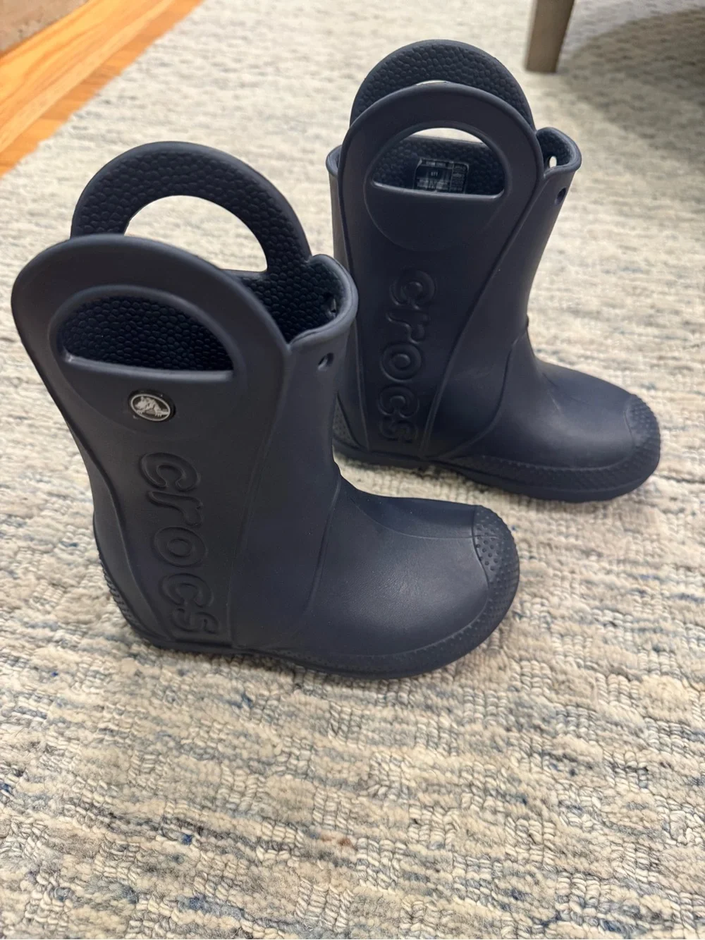 Crocs Kids' Navy Handle Rain Boots Size 11 - Excellent Condition!